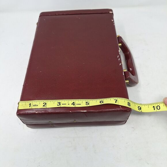Vintage MCM Burgundy Red Faux Leather Jewelry Box Combination Lock Briefcase - Picture 13 of 15